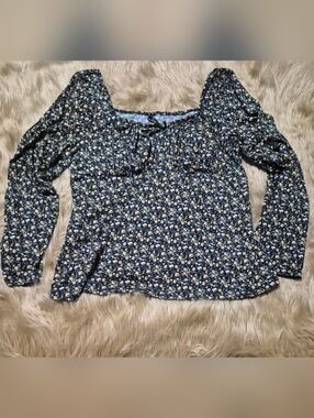 Puff Sleeve Square Neck Floral Long Sleeve